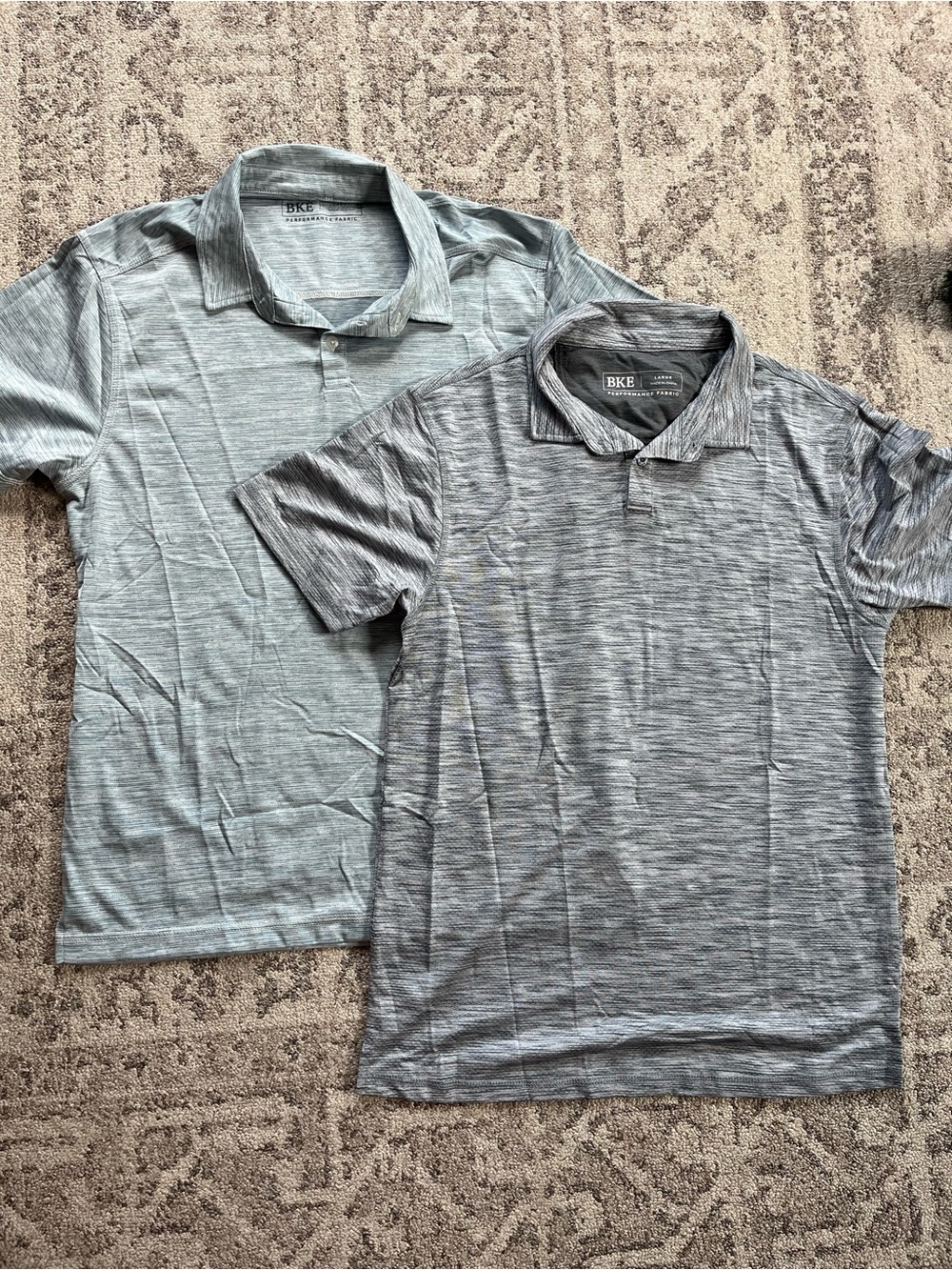 Set of 2  BKE Men's Marled Gray and marled green Polo Shirts